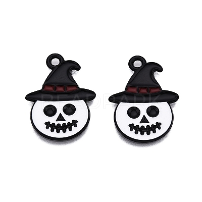 Halloween Theme Spray Painted Alloy Enamel Pendants ENAM-T020-09C-1