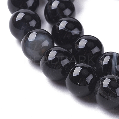 Natural Black Agate Beads Strands X-G-G582-8mm-60-1