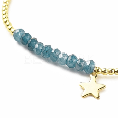 Natural Malaysia Jade(Dyed) Round Beaded Stretch Bracelet with 304 Stainless Steel Star Charms BJEW-JB08059-03-1