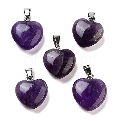 Natural Amethyst Charms X-HEAR-PW0001-057-37-1