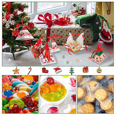 32Pcs 4 Style Christmas Theme Pyramid Shaped Paper Bakery Boxes BAKE-BC0001-01-1