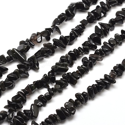 Natural Obsidian Chip Bead Strands G-M205-06-1