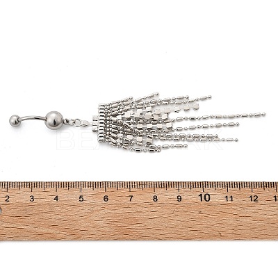 Alloy Crystal Rhinestone Dangle Curved Barbell Belly Rings AJEW-R007-04P-03-1