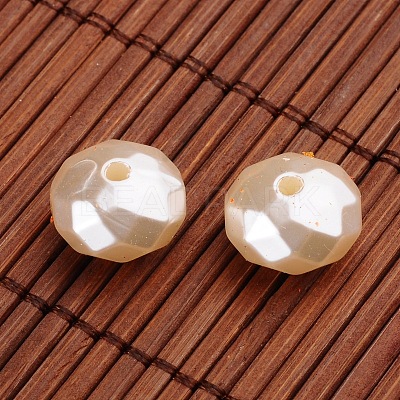 Faceted Rondelle Imitation Pearl Acrylic Beads OACR-L004-3604-1