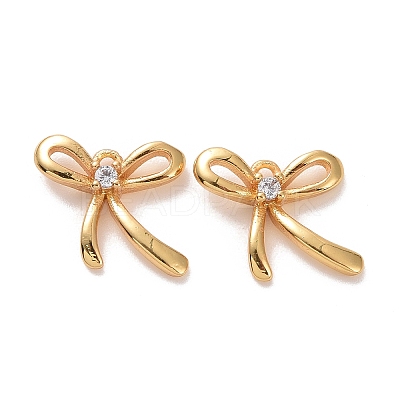 Ion Plating(IP) Brass Micro Pave Clear Cubic Zirconia Charms KK-P182-02G-01-1