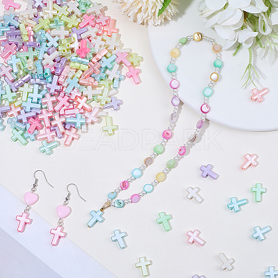 200Pcs Electroplate Opaque Acrylic Beads OACR-BM0001-01-1