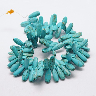 Synthetical Dyed Turquoise Teardrop Bead Strand X-G-P083-95C-1