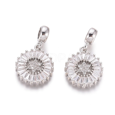 Brass Micro Pave Clear Cubic Zirconia European Dangle Charms OPDL-L016-01P-1