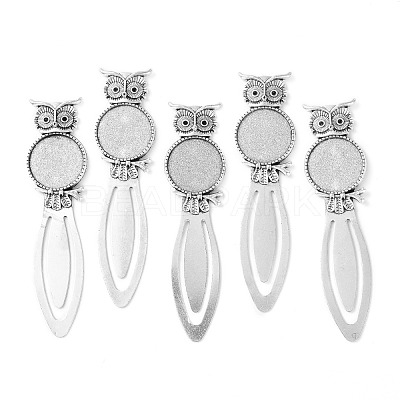 Owl Vintage Tibetan Style Alloy Bookmarks Cabochon Settings X-TIBE-Q032-28AS-NR-1