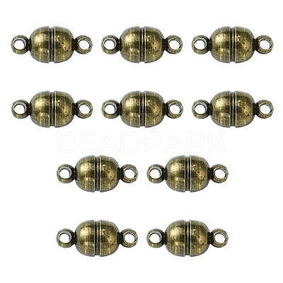 10Pcs Round Brass Magnetic Clasps with Loops KK-FS0001-34AB-1