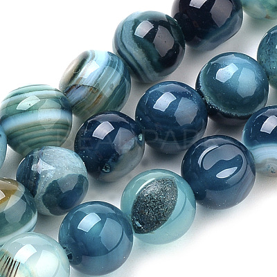 Natural Striped Agate/Banded Agate Beads Strands X-G-S259-04C-10mm-1