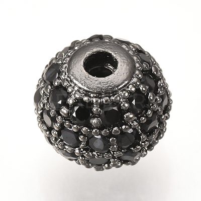 Brass Micro Pave Cubic Zirconia Beads ZIRC-Q013-10mm-143B-1