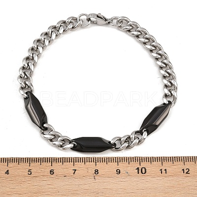 304 Stainless Steel Rhombus Cuban Link Chain Bracelets for Men Women BJEW-G766-07B-1
