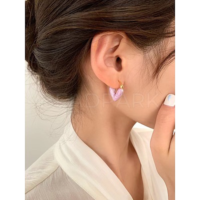 Heart Alloy Enamel Hoop Earrings FS-WG9017F-05-1