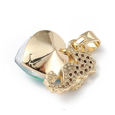 Real 18K Gold Plated Rack Plating Brass Micro Pave Cubic Zirconia Pendants KK-C015-02G-04-1