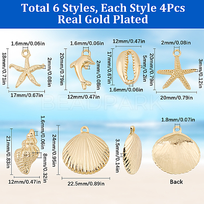 24Pcs 6 Styles Rack Plating Alloy Pendants FIND-SC0013-07-1