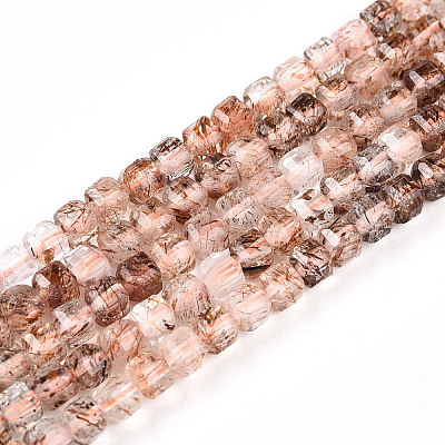 Natural Black Gold Rutilated Quartz Beads Strands G-T141-59-1