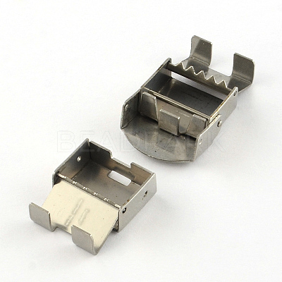 Tarnish Resistant Smooth Surface 201 Stainless Steel Watch Band Clasps STAS-R063-84-1