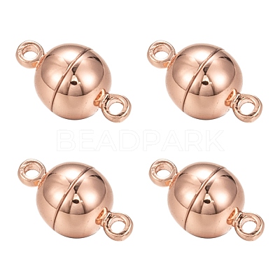 Rack Plating Brass Magnetic Clasps with Loops KK-F801-02B-RG-1