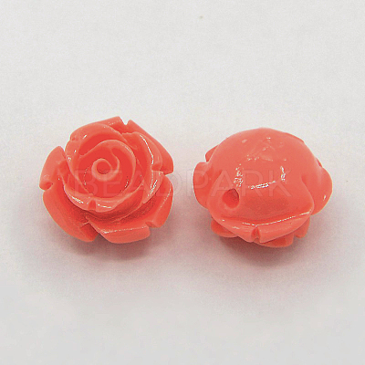 Synthetic Coral 3D Flower Rose Beads CORA-A006-15mm-018-1