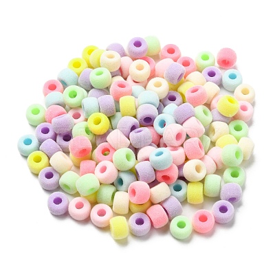 Flocky Acrylic European Beads OACR-E020-06-1