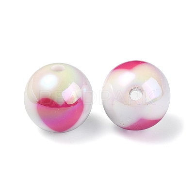 UV Plating Rainbow Iridescent Acrylic Beads OACR-F004-09E-1