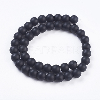 Synthetic Black Stone Bead Strands X-G-R345-10mm-38-1-1