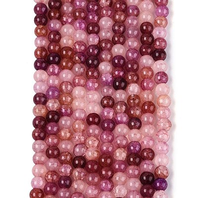 Ombre Effect Dyed Crackle Glass Beads Strands GLAA-Q106-01A-B23-1