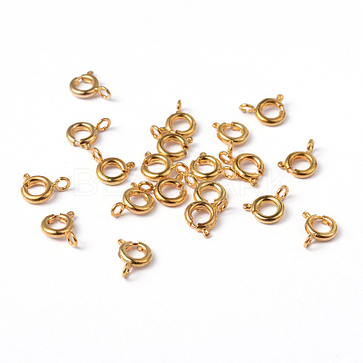 Golden Tone Jewelry Components Brass Spring Ring Clasps X-EC095-G-1