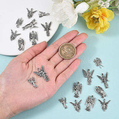 100pcs 10 Styles Tibetan Style Alloy Pendants TIBEP-CJ0001-42-1
