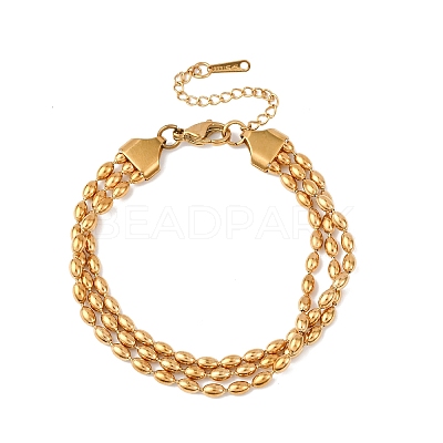304 Stainless Steel Beads Multi-strand Bracelets BJEW-K287-01G-1