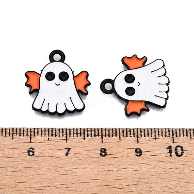 Halloween Theme Spray Painted Alloy Enamel Pendants ENAM-T020-09G-1