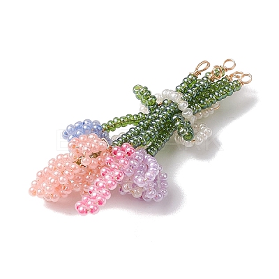 Seed Beads Beaded Charms PALLOY-JF02868-1