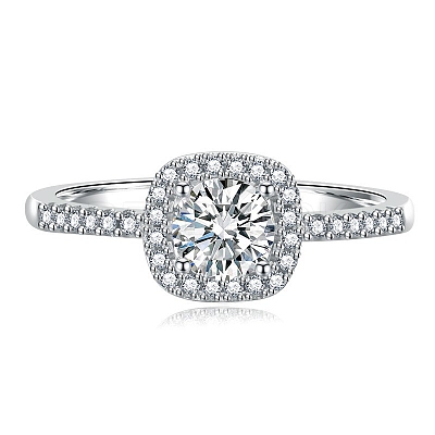 Rhodium Plated 925 Sterling Silver Micro Pave Cubic Zirconia Adjustable Rings AJEW-U007-25P-1