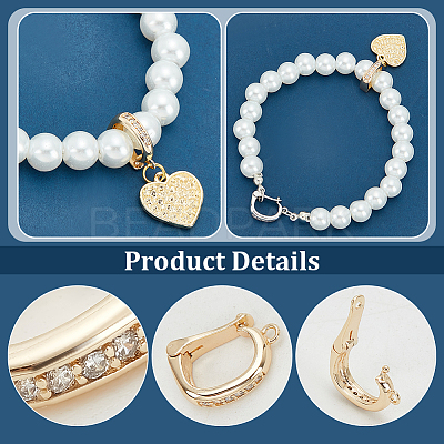 8Pcs 2 Colors Rack Plating Brass Micro Pave Clear Cubic Zirconia Fold Over Clasps FIND-PH0020-88-1