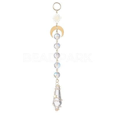 Glass Cone Round Hanging Suncatchers HJEW-JM04604-01-1