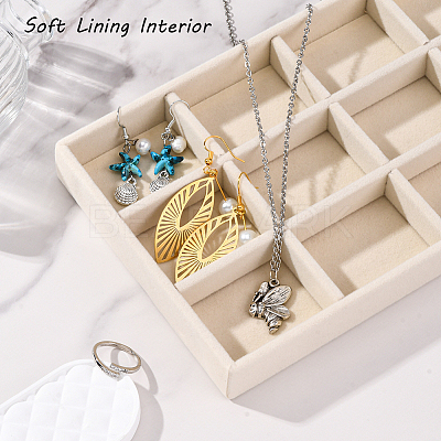 12 Grids Rectangle Wood Covered with Velvet Jewelry Trinket Display Trays AJEW-WH20054-062F-01-1