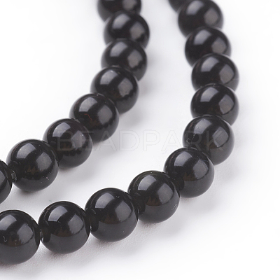 Natural Obsidian Beads Strands X-G-G099-6mm-24-1