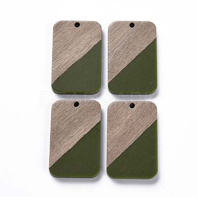 Opaque Resin & Walnut Wood Pendants RESI-T035-38F-1