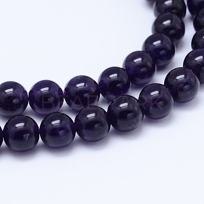Natural Amethyst Round Bead Strands G-M212-8mm-03C-1