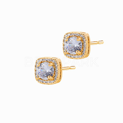 Elegant Zircon Square Stud Earrings for Women TY1635-15-1