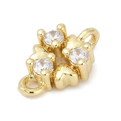 Brass Micro Pave Clear Cubic Zirconia Connector Charms KK-Z094-08G-01-1
