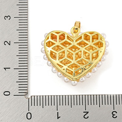 Rack Plating Brass & ABS Plastic Imitation Pearl Pendants KK-N255-03E-G-RS-1