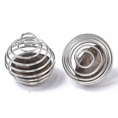 Iron Wrap-around Spiral Bead Cage Pendants IFIN-R239-03P-1