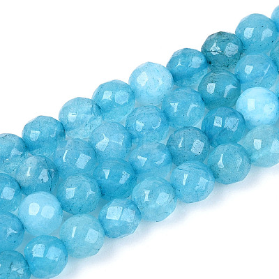 Dyed Natural White Jade Beads Strands G-T139-6mm-60-16-1