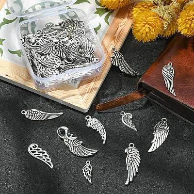 50Pcs 10 Styles Tibetan Style Alloy Pendants FIND-YW0003-39-1