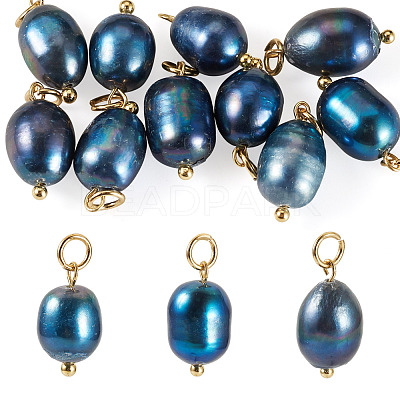 10Pcs Natural Cultured Freshwater Pearl Pendants HJEW-TAC0181-1