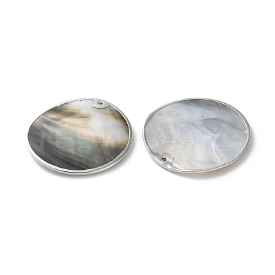 Natural Black Lip Shell Disc Pendants SSHEL-B002-03B-01-1