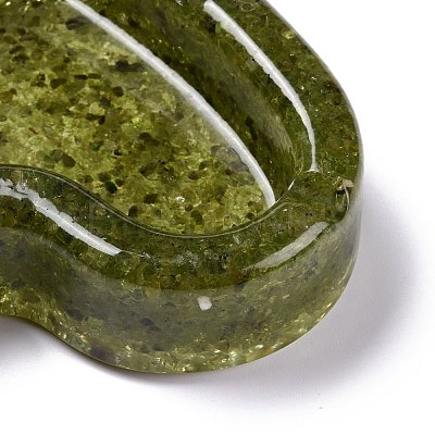 Resin with Natural Peridot Chip Stones Ashtray DJEW-F015-03C-1