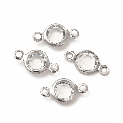 304 Stainless Steel with Glass Connector Charms STAS-G305-08P-03-1